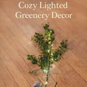 Lighted Faux Greenery Stem with LED Fairy Lights Battery Operated